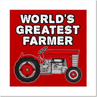 Vintage Tractor, World's Greatest Farmer, Farming Funny Posters and Art